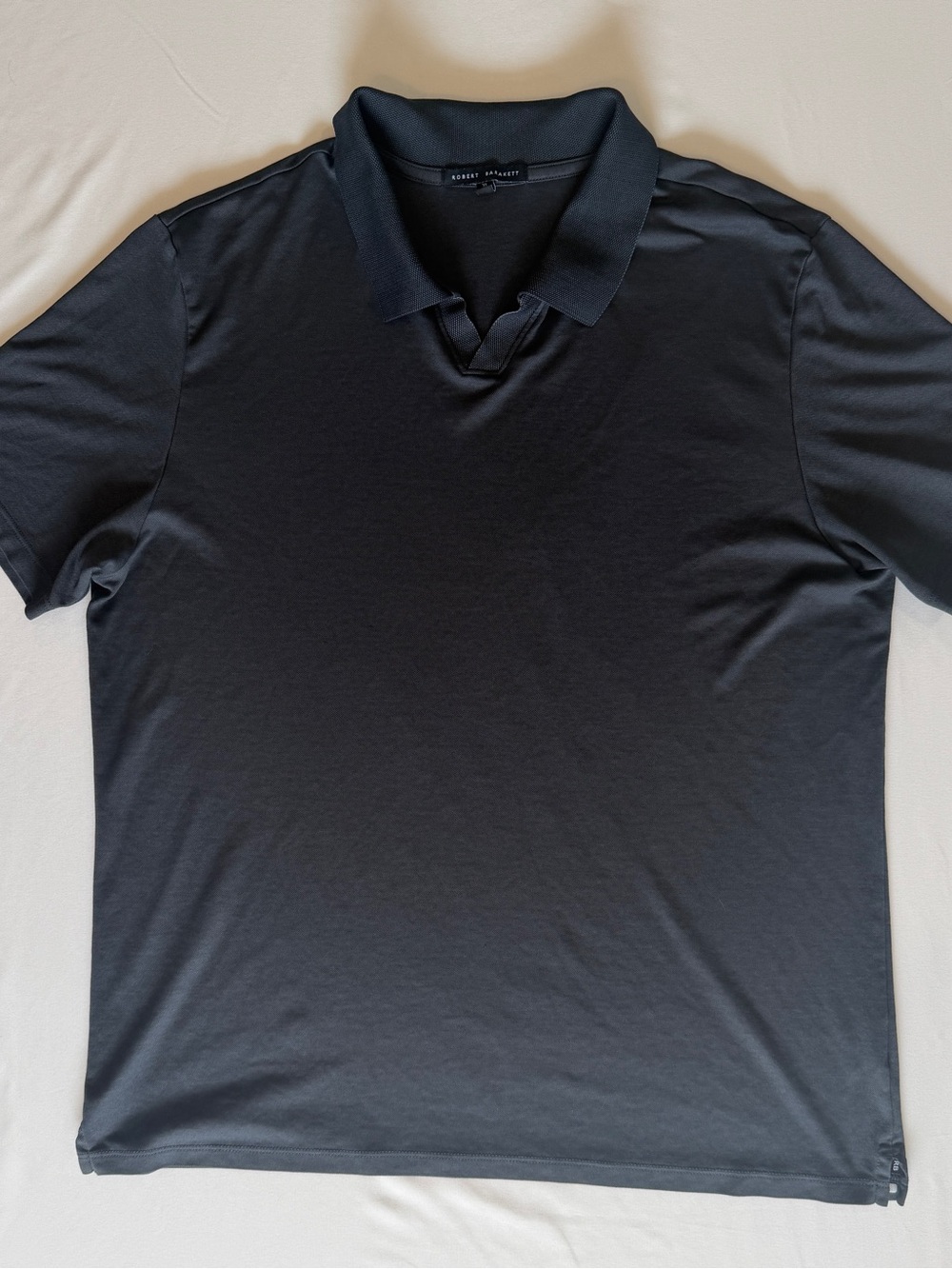 Robert Barakett Men's XL Johnny Collar V-neck Golf Polo Charcoal Gray Pima Cotto